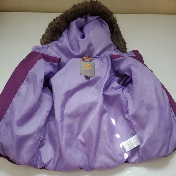 Timberland Girl 24M Puffer Puffy Jacket Coat & Ski Pants Purple Winter